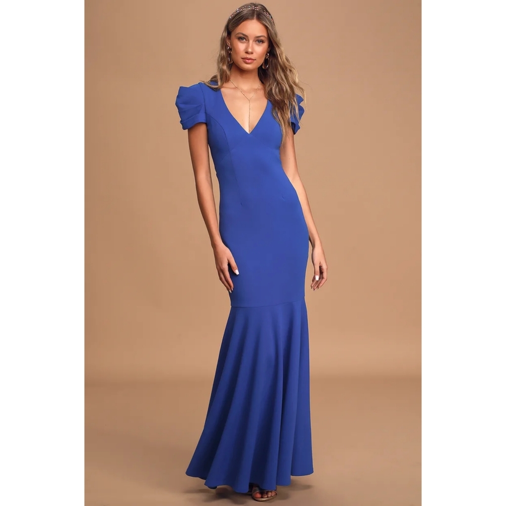 Lulu's Way to Be Loved Blue Trumpet Hem Maxi Dress